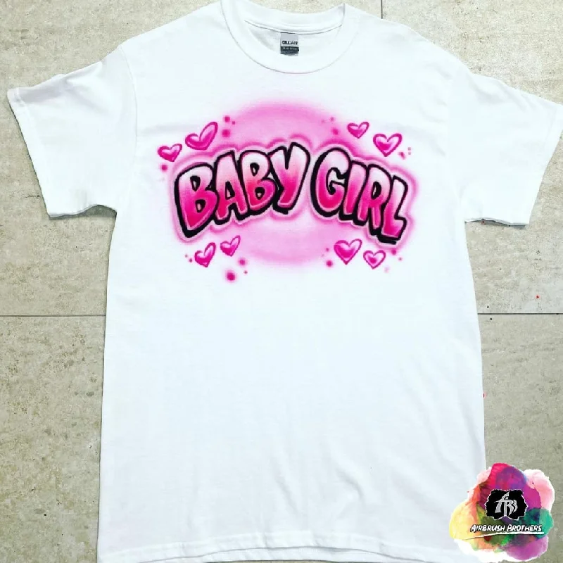 Airbrush Baby Girl w/ Hearts Shirt Design