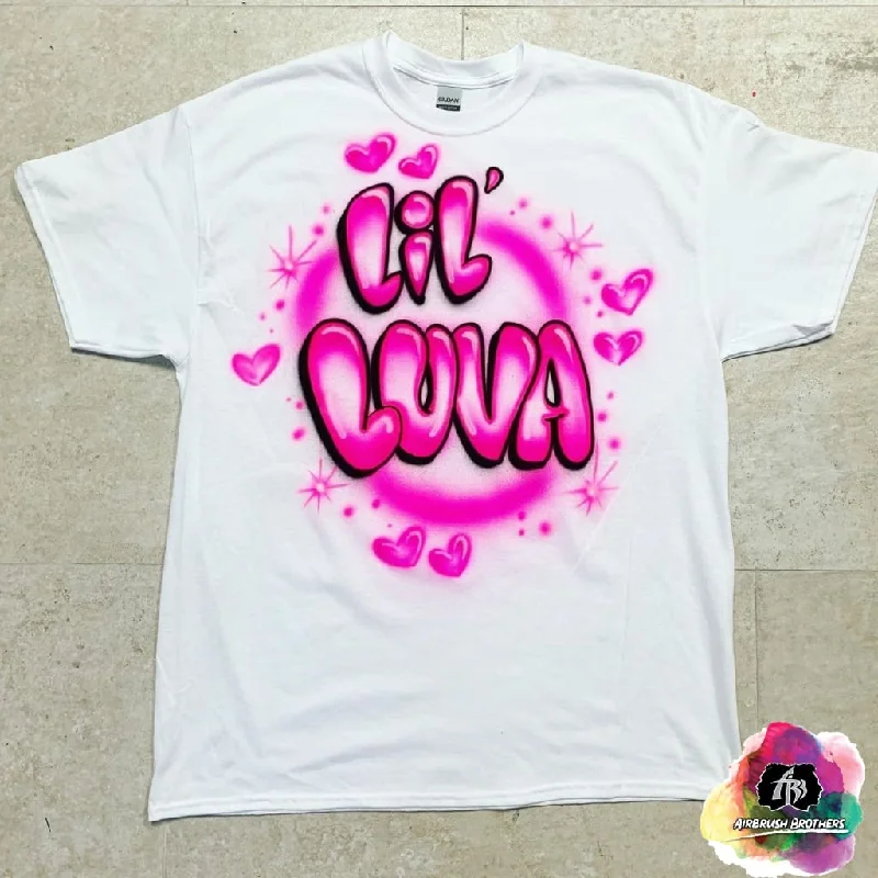 Airbrush Bubble Letters with Hearts Shirt Design