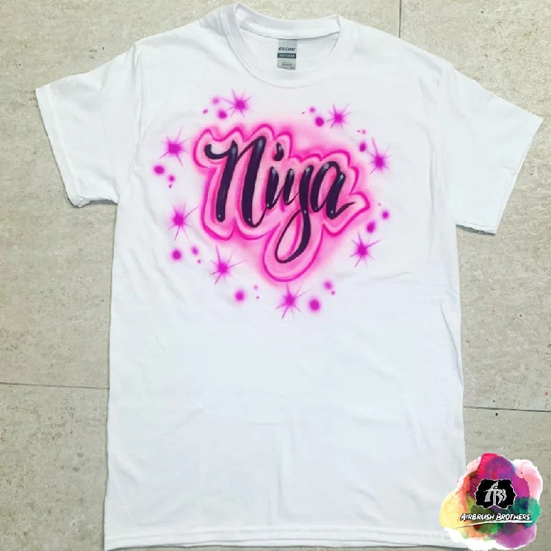 Airbrush Name w/ Outline Shirt Design