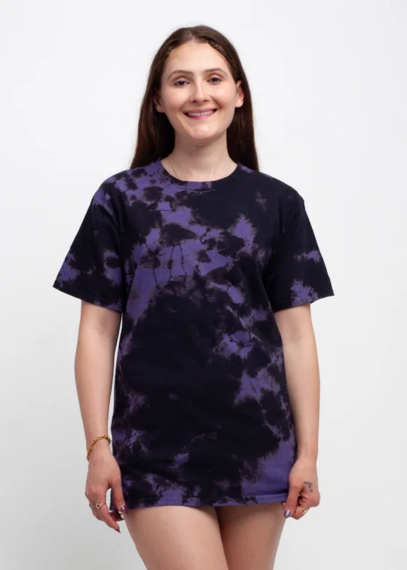 Black Purple Crystal Wash Tie Dye T-Shirt