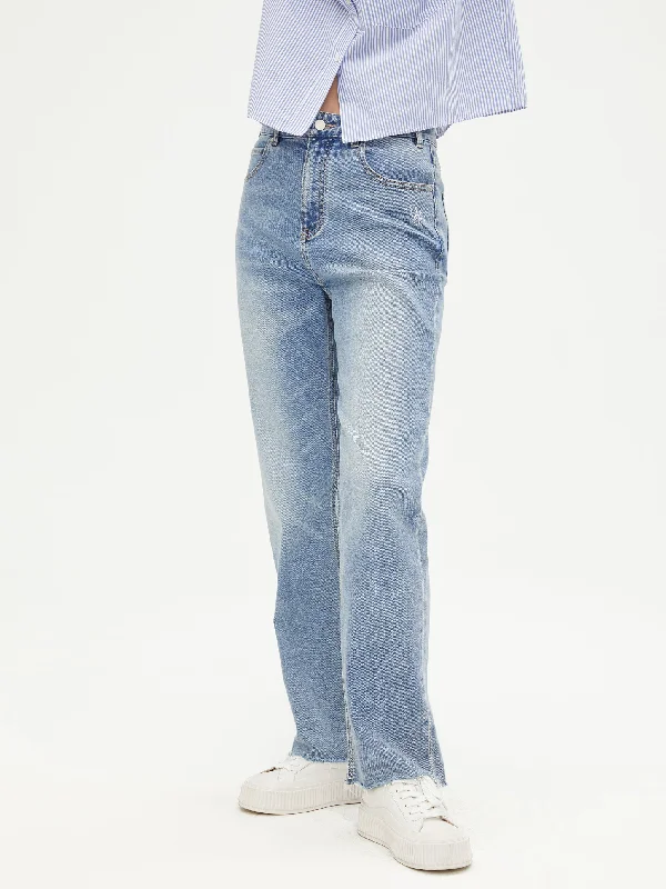 Boyfriend Style Cut-Edge Jeans