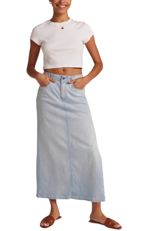 Indigo Side Slit Skirt In Ocean Mist