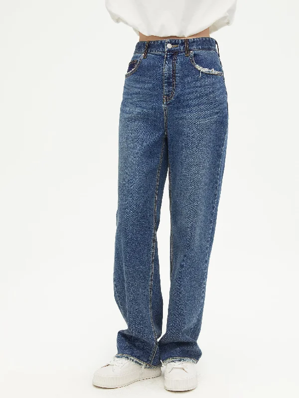 Slouchy Fur-Trimmed Jeans