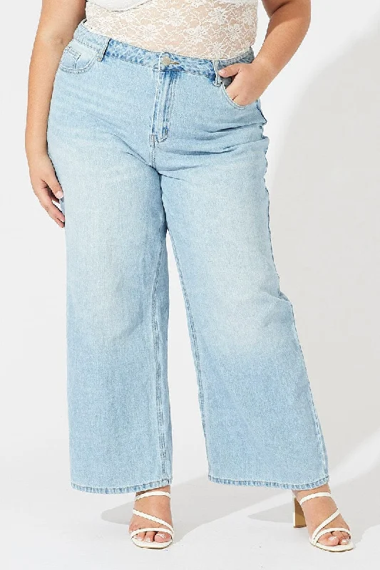 Denim Wide Leg Jeans High Rise