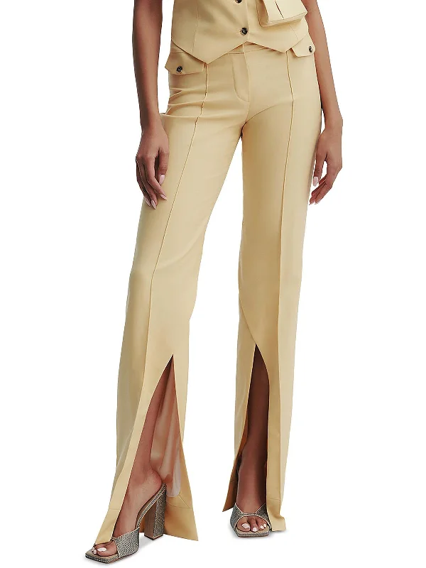 Womens Wool High Rise Flared Pants