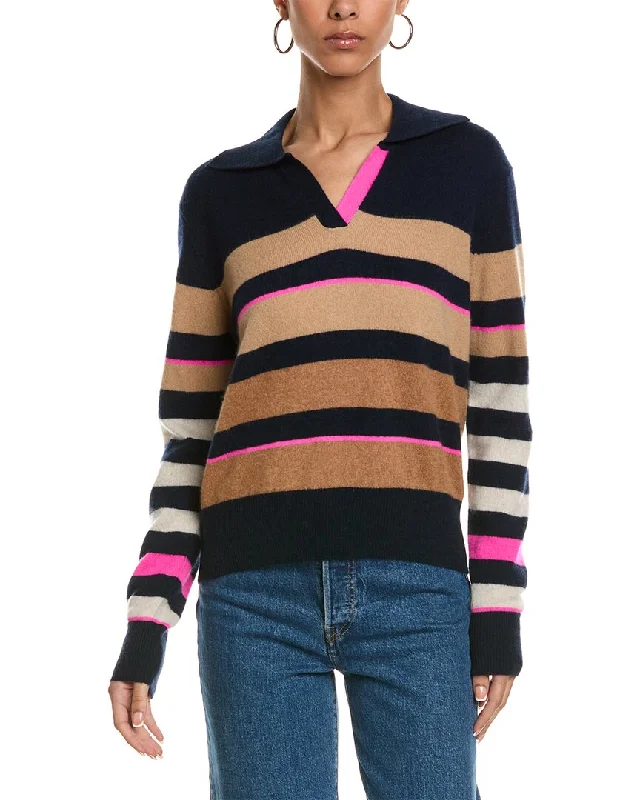 Brodie Cashmere Pop Stripe Rugby Cashmere Sweater