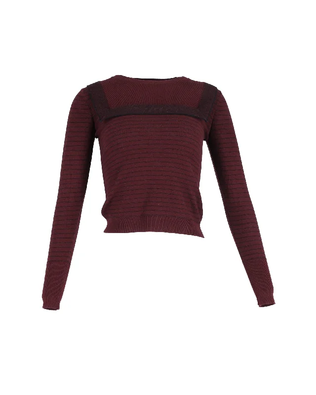 Chloé Stripe Sweatshirt in Burgundy Cotton