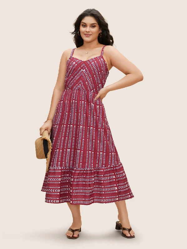 Bandana Striped Ruffle Hem Cami Dress