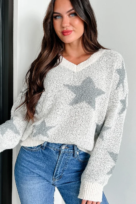 Stars Shining Bright Oversized Sweater (Ivory/Grey)