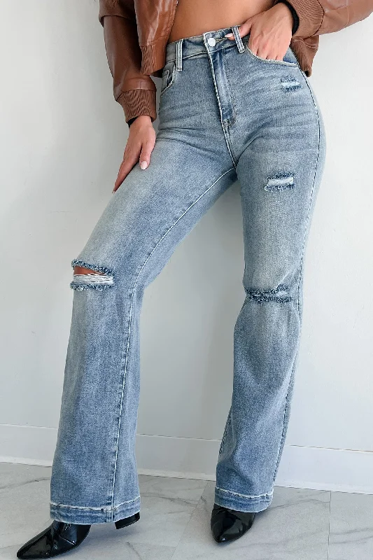 Walker High Rise Distressed Straight Leg Jeans (Medium)