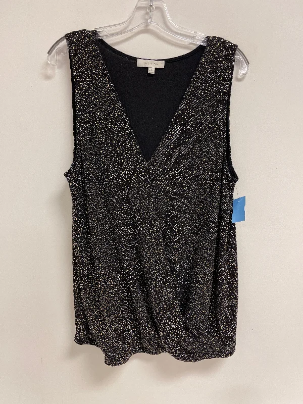 Top Sleeveless By Eri + Ali In Black & Gold, Size: L