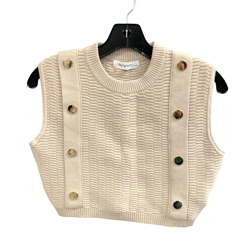 Top Sleeveless By RIVIR In Beige, Size: S