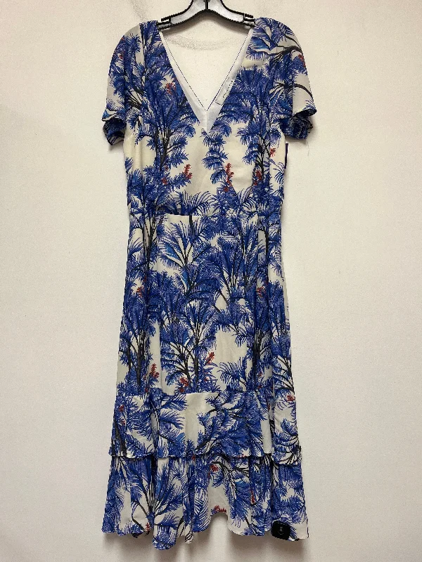 Blue & White Dress Casual Midi Clothes Mentor, Size Xl