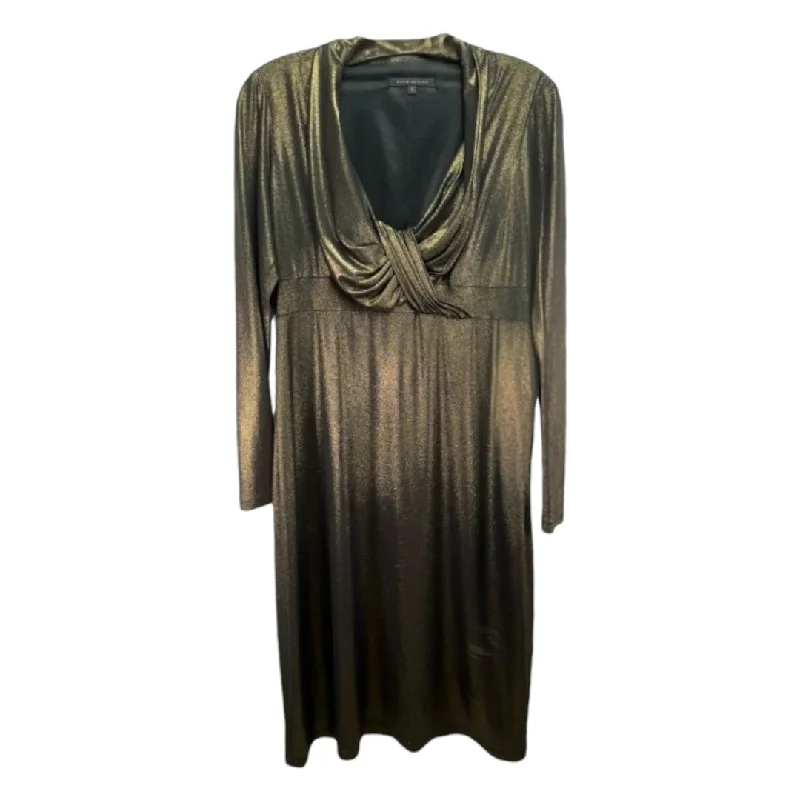 Gold Dress Party Midi David Meister, Size 6