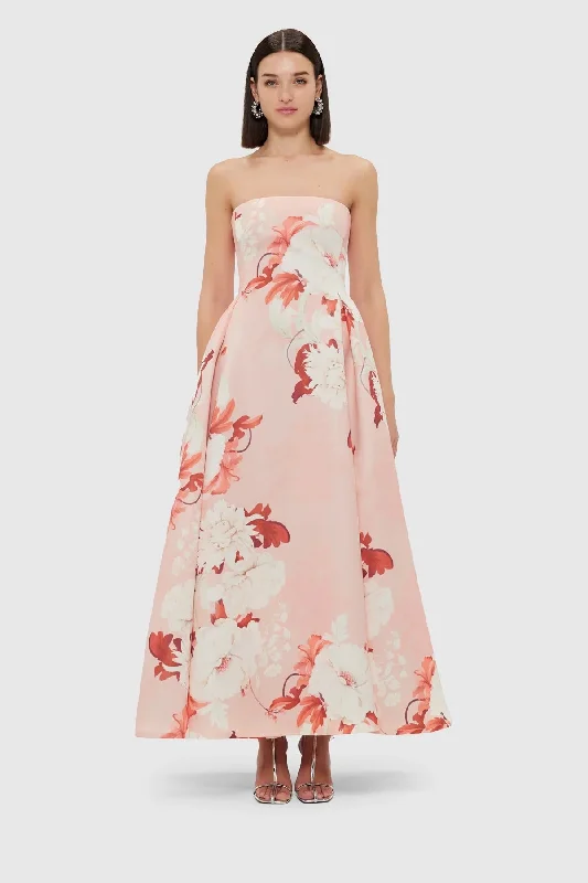 Leo Lin Nora Bustier Maxi Dress - Peony Print