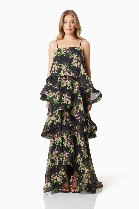 Ula Tiered Maxi Dress Black