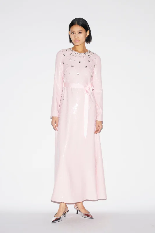 ARIA DRESS PINK EMBELLISHED SEQUINS