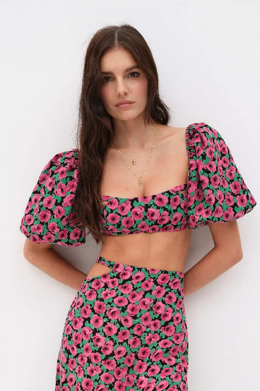 For Love & Lemons Dolcetto Crop Top - Red