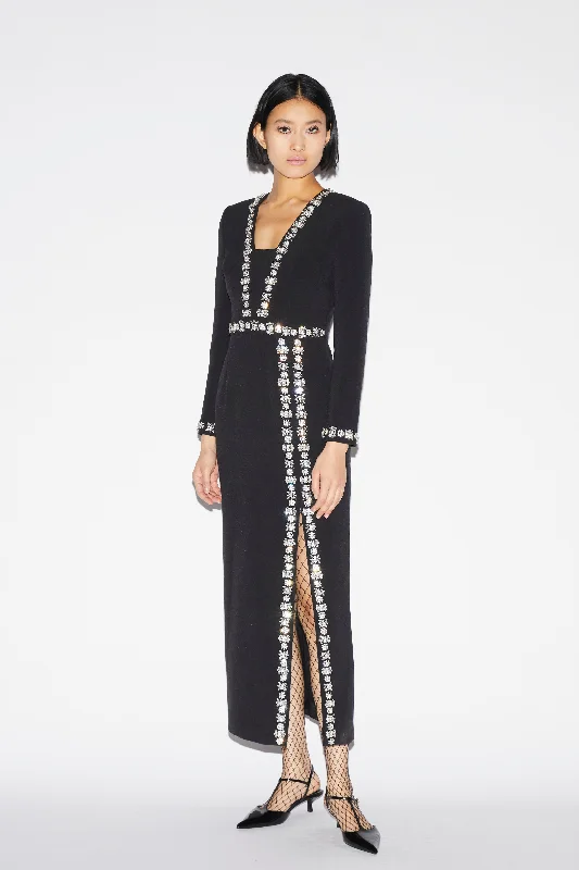 HAVEN DRESS BLACK EMBELLISHED CREPE