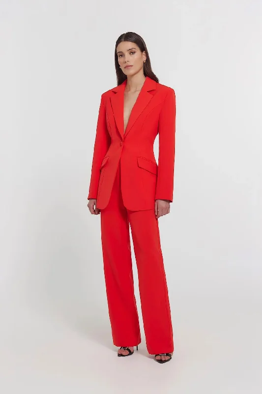 Kianna Shim Flare Pant - Red