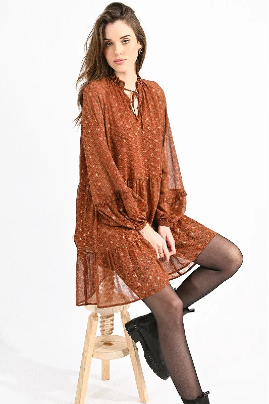 Molly Bracken Woven Dress Rust Clarisse