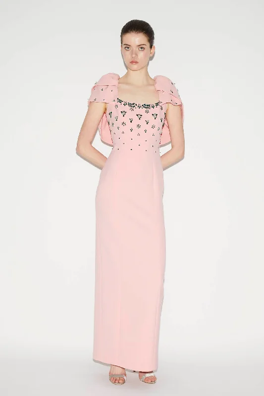 ADELAIDE GOWN PINK QUARTZ EMBELLISHED CREPE