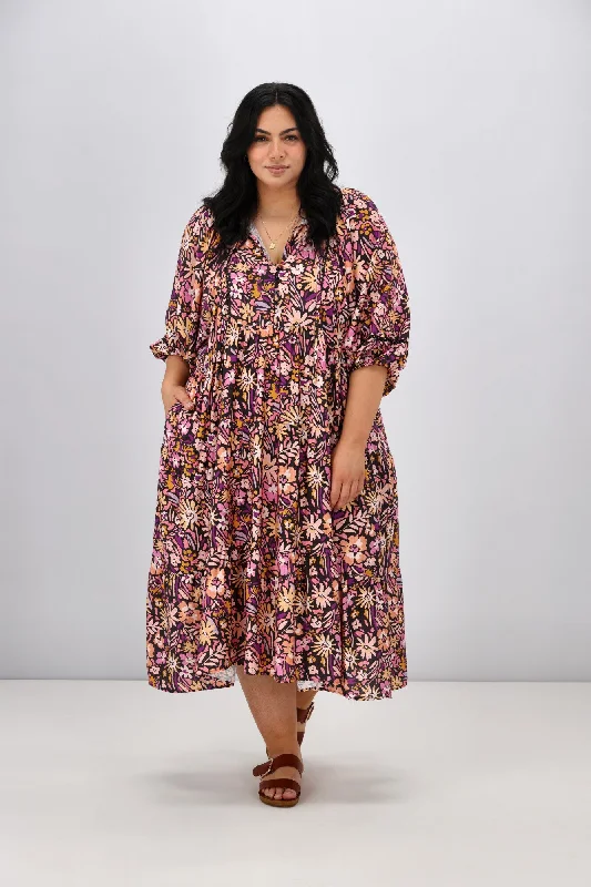 Sunday Boho Penelope Dress Black Pink Floral