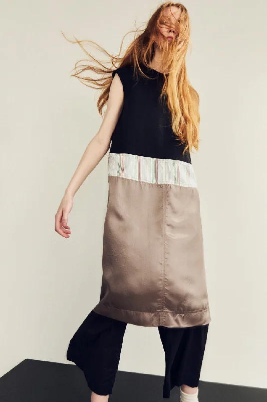 Voile Straw Apron - black