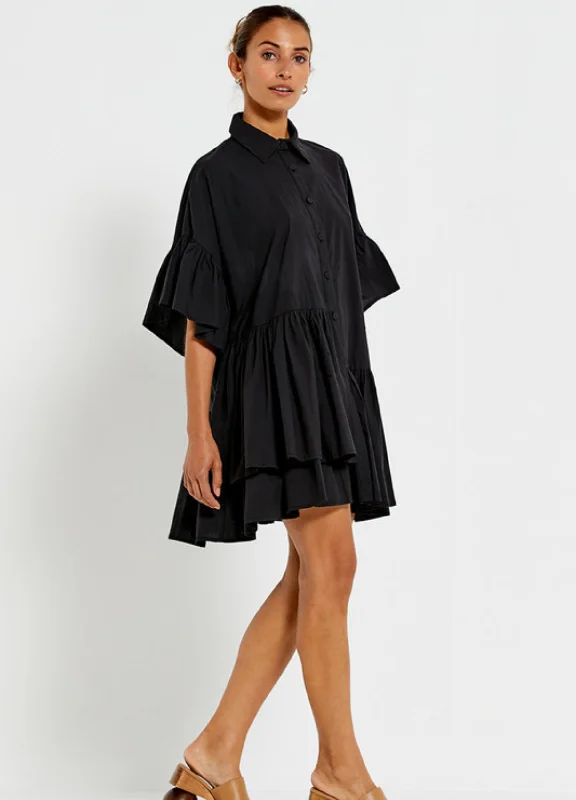 Bohemian Traders - Mid Sleeve Genoa Mini Dress - Black