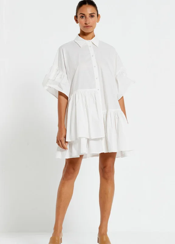 Bohemian Traders - Mid Sleeve Genoa Mini Dress - White