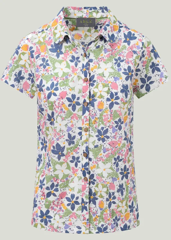 Flower Power Short Sleeve Cotton Jersey VELCRO® Brand Fastening Shirt