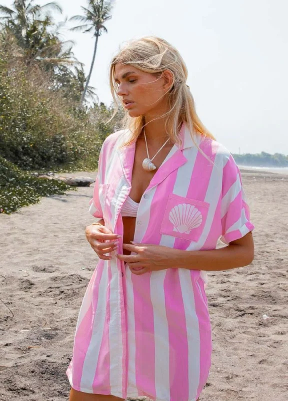 Palm Collective - Candyman Shirt Dress - Pink Stripe